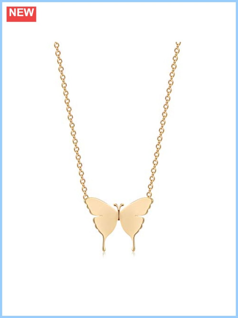 Dainty Butterfly Pendant Necklace 18K Gold Plated Adjustable Chain